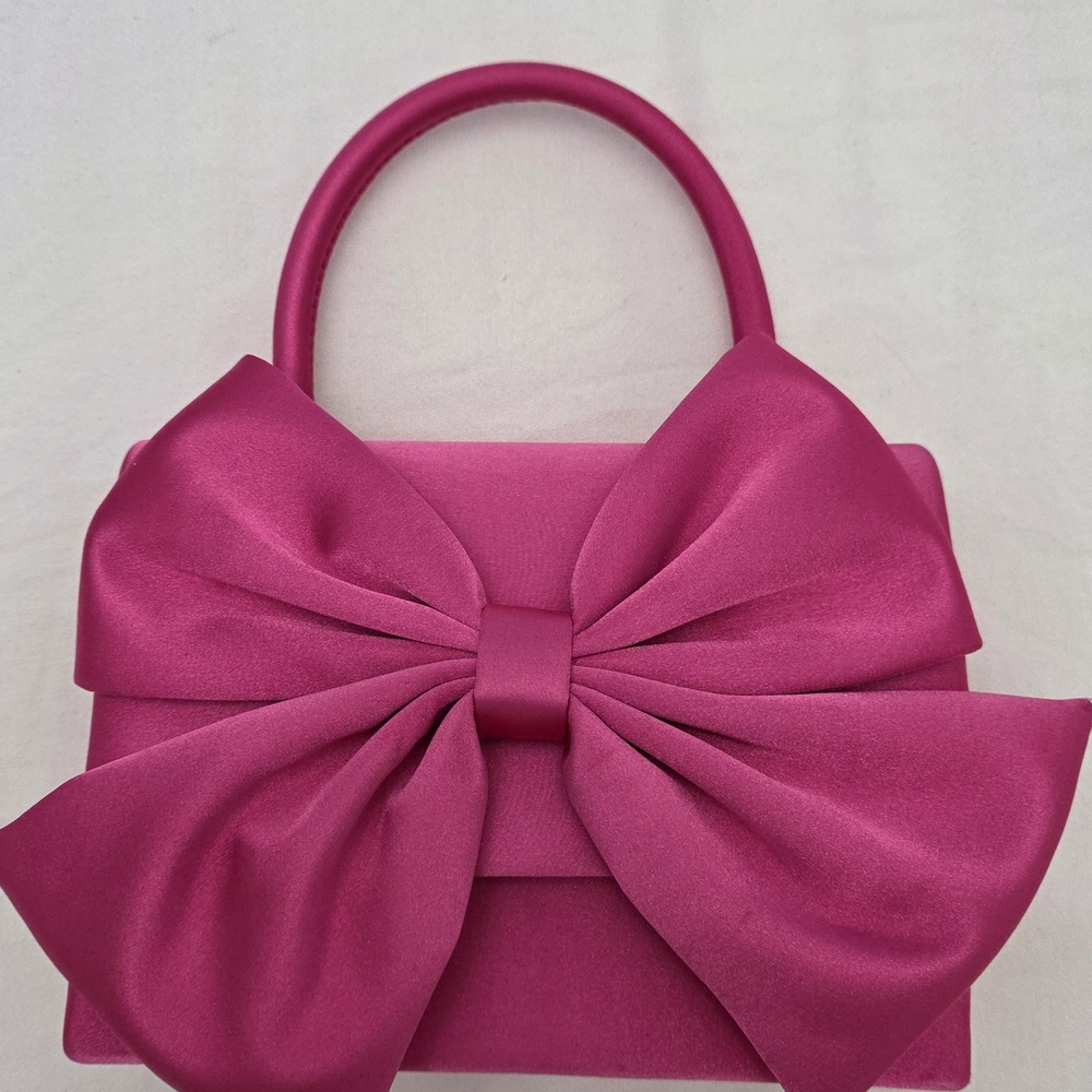 Pink Satin Mini Bow Handbag - Women's Mini Bag